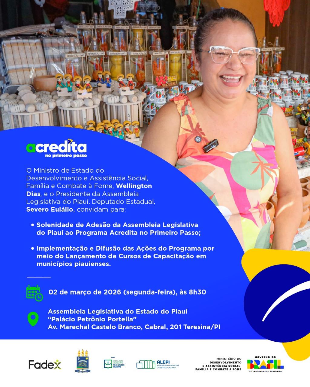 Adesão da Alepi ao Programa Acredita nos Primeiro Passo acontece nesta segunda-feira  (2)