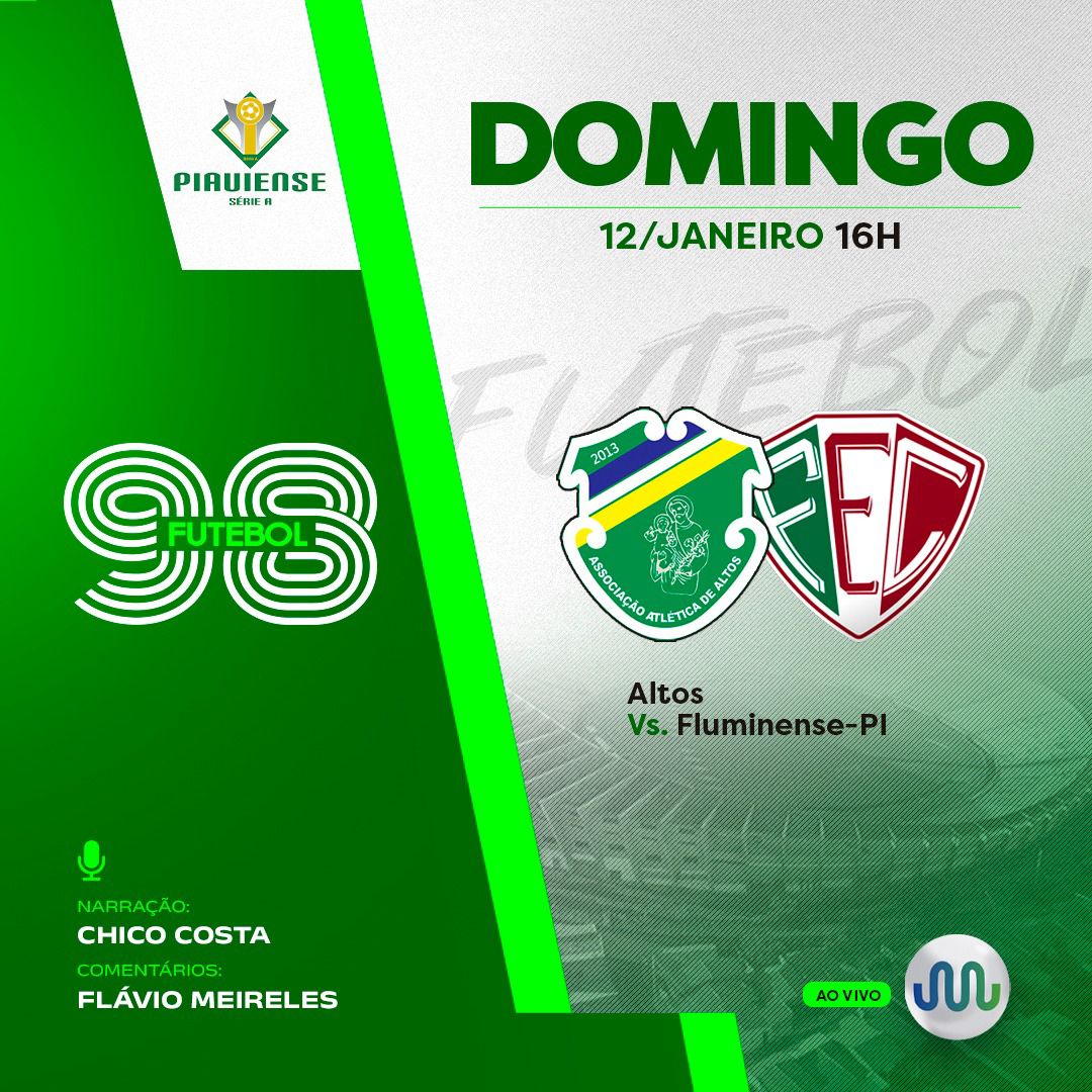 Altos e Fluminense se enfrentam neste domingo (12), com transmissão da Rádio Assembleia 