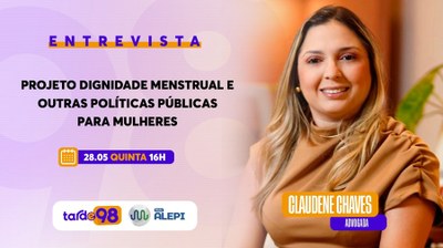 Dignidade menstrual e acolhimento feminino serão destaques no Tarde 98 da Rádio Alepi