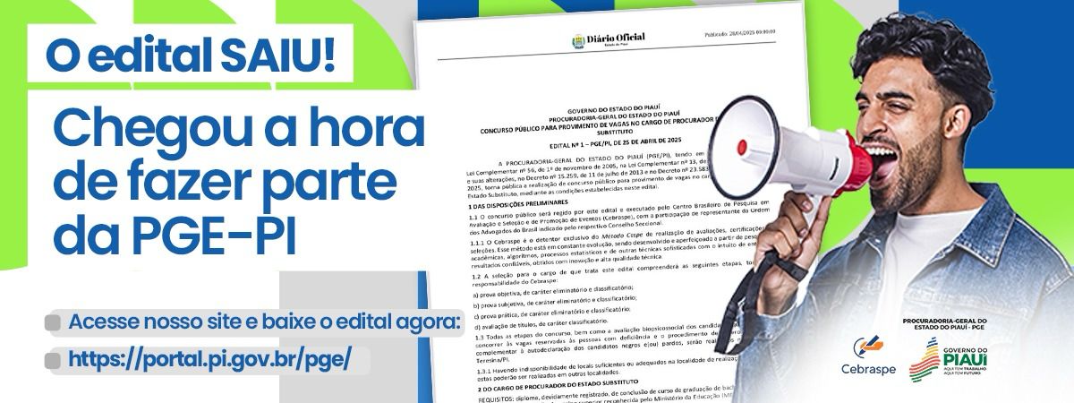 Governo do Estado divulga edital de concurso com 10 vagas para procurador do Estado