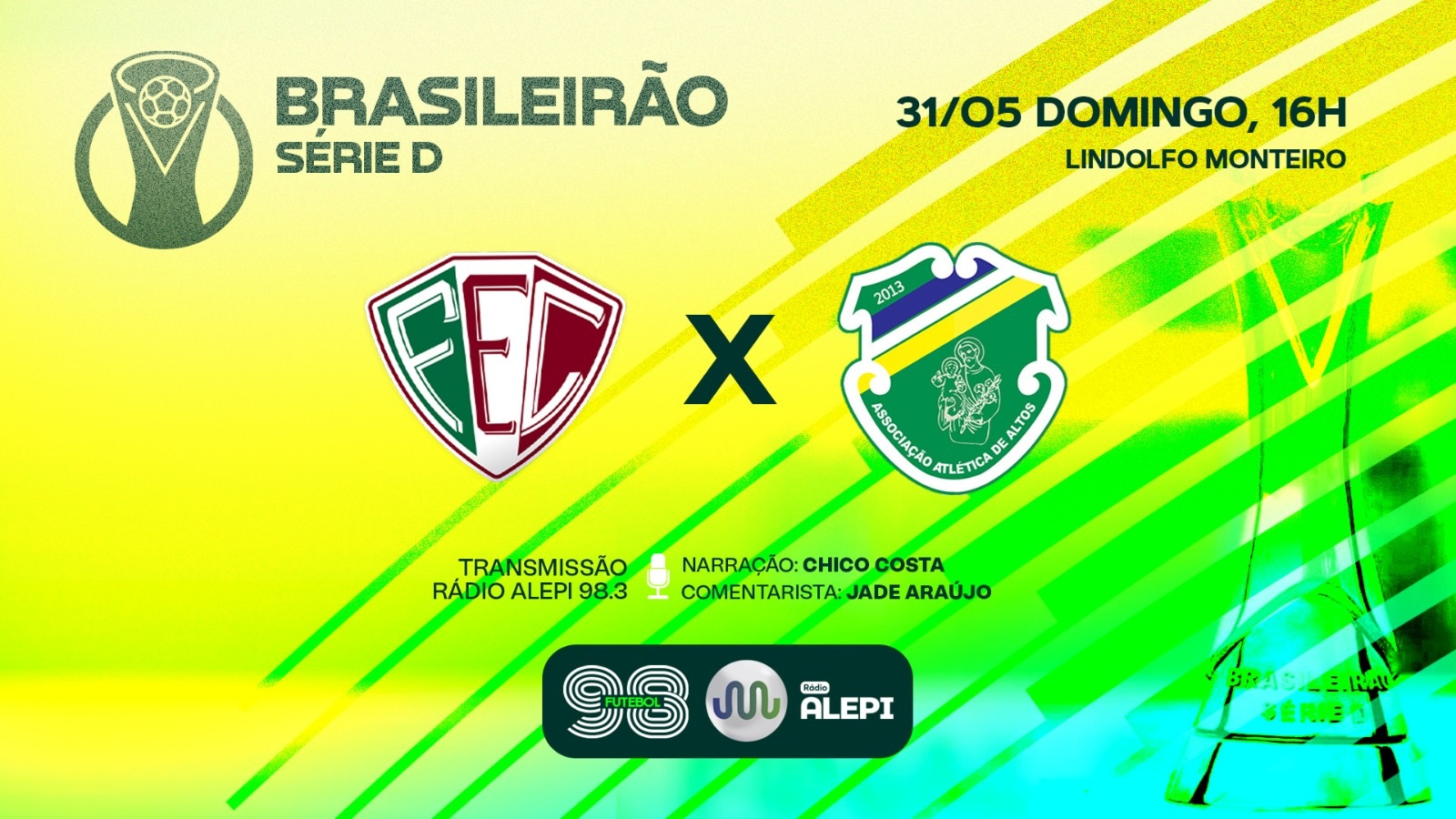 Rádio Alepi 98,3 entra em campo para grande duelo entre Fluminense-PI e Altos pela Série D