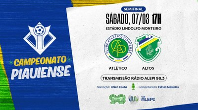 Rádio Alepi 98,3 transmite ao vivo Atlético-PI x Altos em duelo decisivo pelo Campeonato Piauiense