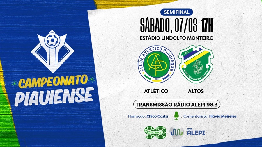 Rádio Alepi 98,3 transmite ao vivo Atlético-PI x Altos em duelo decisivo pelo Campeonato Piauiense