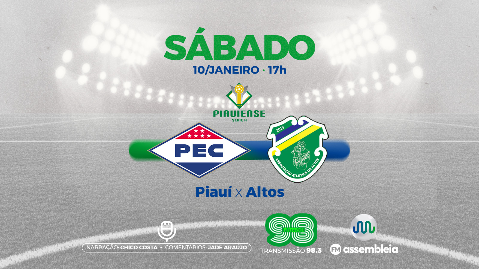 Rádio Assembleia FM transmite confronto entre Piauí e Altos pelo Campeonato Piauiense