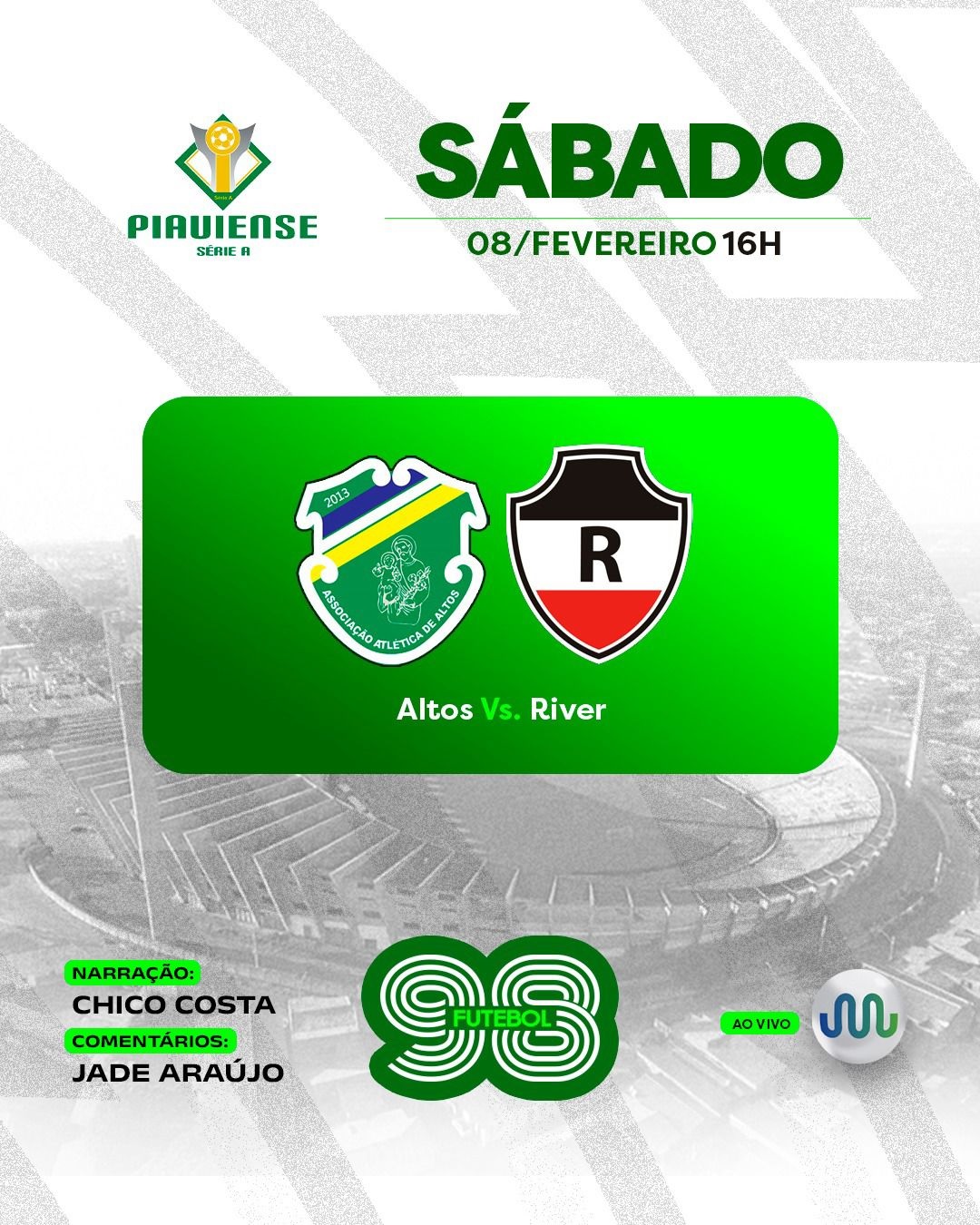 Rádio Assembleia transmite jogo entre Altos e River neste sábado (8)