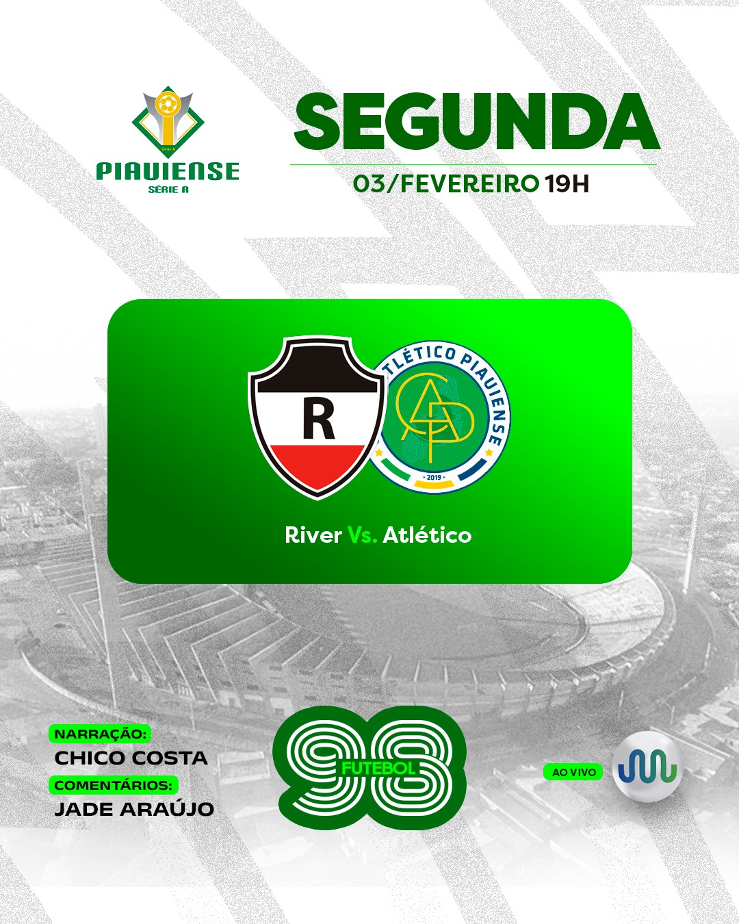 River e Atlético Piauiense entram em campo nesta segunda-feira (03), com transmissão da Rádio Assembleia 