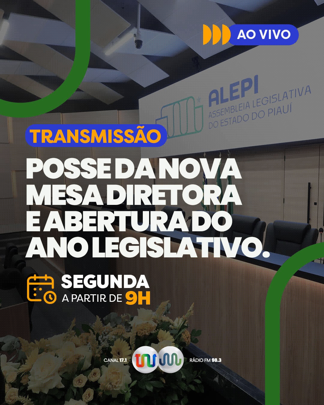 TV Assembleia transmite a posse da mesa diretora e a abertura do ano legislativo, nesta segunda-feira (03)